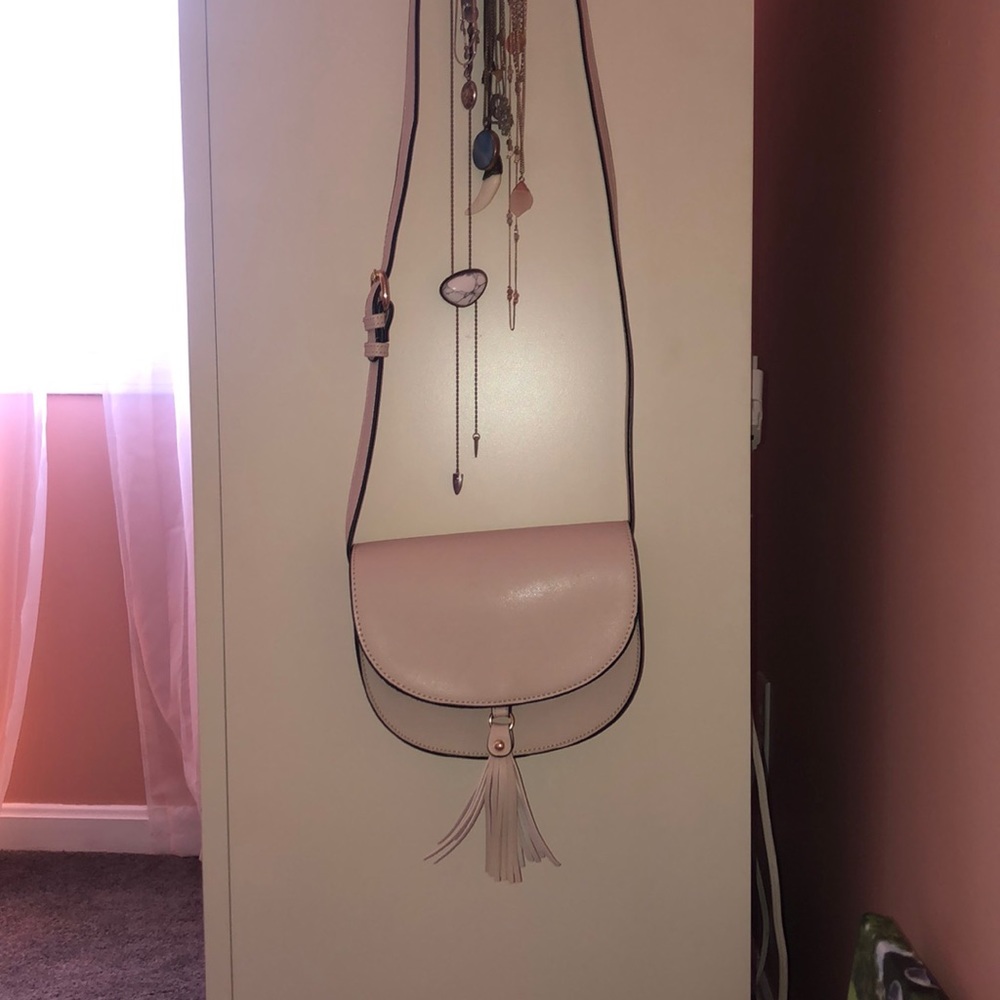 Beige Fringe Crossbody Bag